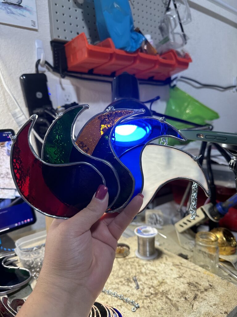 Multicolored teardrops.